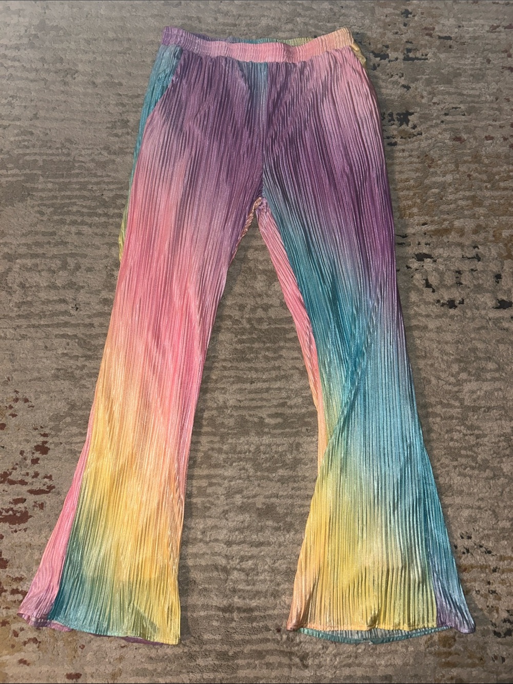 Dressed in LALA Rainbow Pleated Flare Pants - Pink, Purple, Blue, Yellow